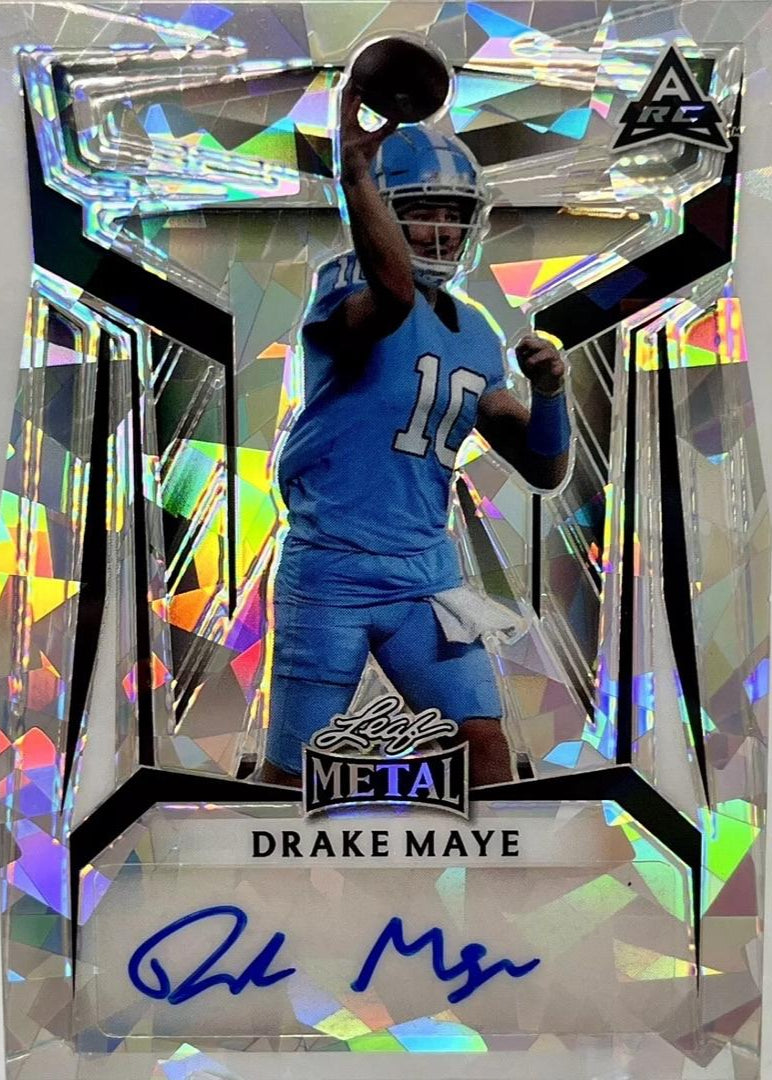 2023 Drake Maye Leaf Metal Signed Silver Crystal Card #6/7